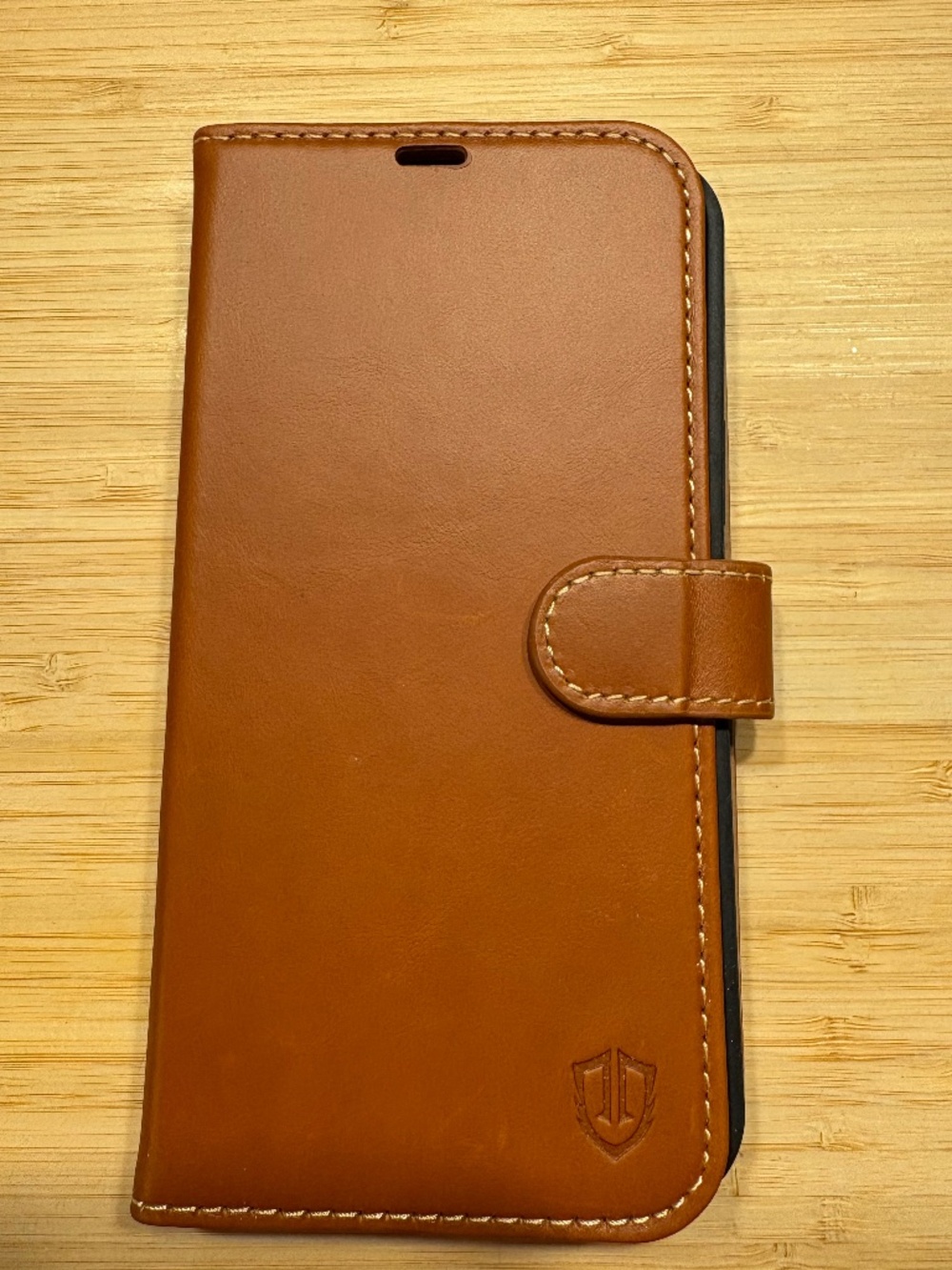 SHIELDON Genuine Leather Wallet Case – iPhone 14 Plus 6.7” – Brown – New